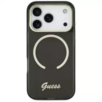 Guess IML Script Metal MagSafe -kotelo Apple iPhone 17:lle, musta