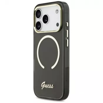 Guess IML Script Metal MagSafe -kotelo iPhone 17 Pro Max:lle, musta