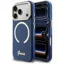 Guess IML Script Metal MagSafe -kotelo iPhone 17 Pro:lle, sininen