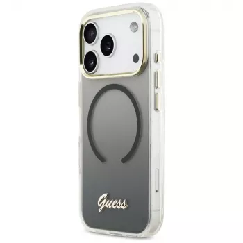 Guess IML Gradient Script Metal MagSafe -kotelo Apple iPhone 17 Pro Max:lle, musta
