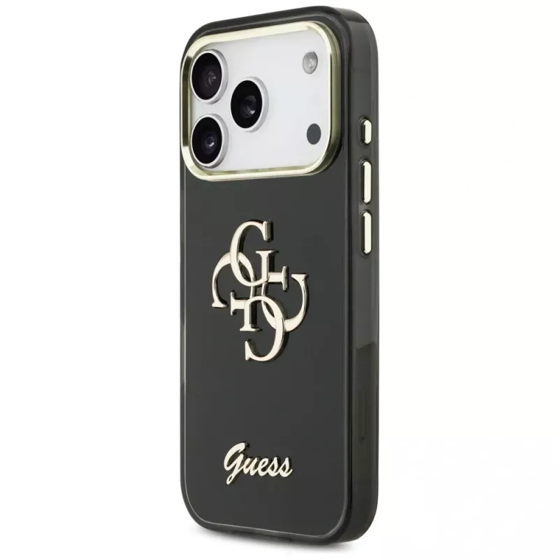 Guess IML 4G Script Metal -kotelo Apple iPhone 17 Pro:lle, musta