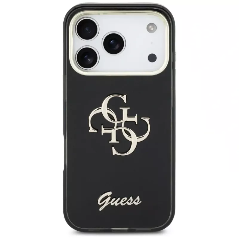 Guess IML 4G Script Metal -kotelo Apple iPhone 17 Pro:lle, musta