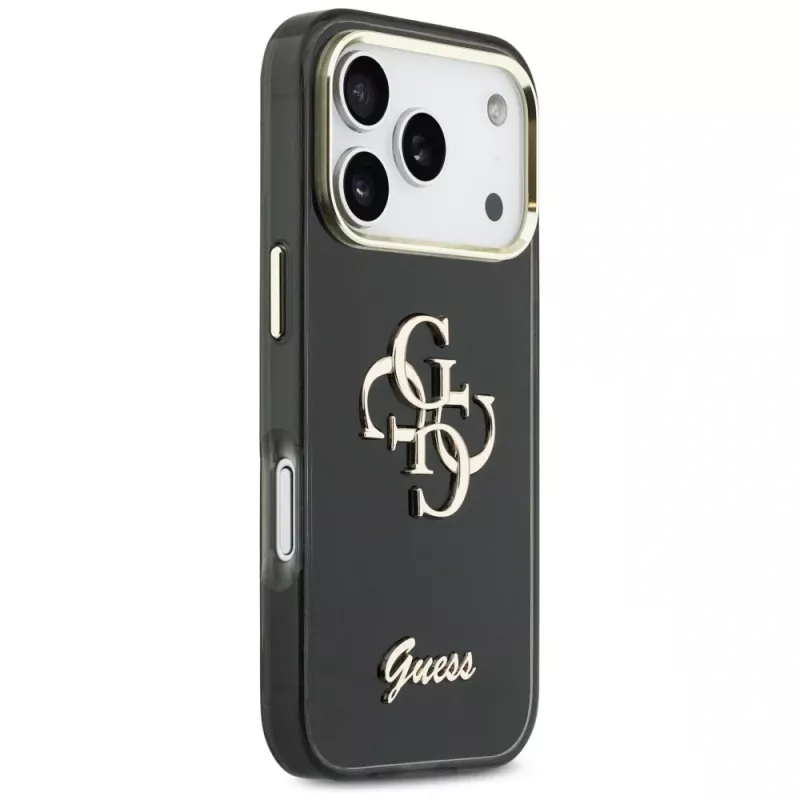 Guess IML 4G Script Metal -kotelo Apple iPhone 17 Pro:lle, musta