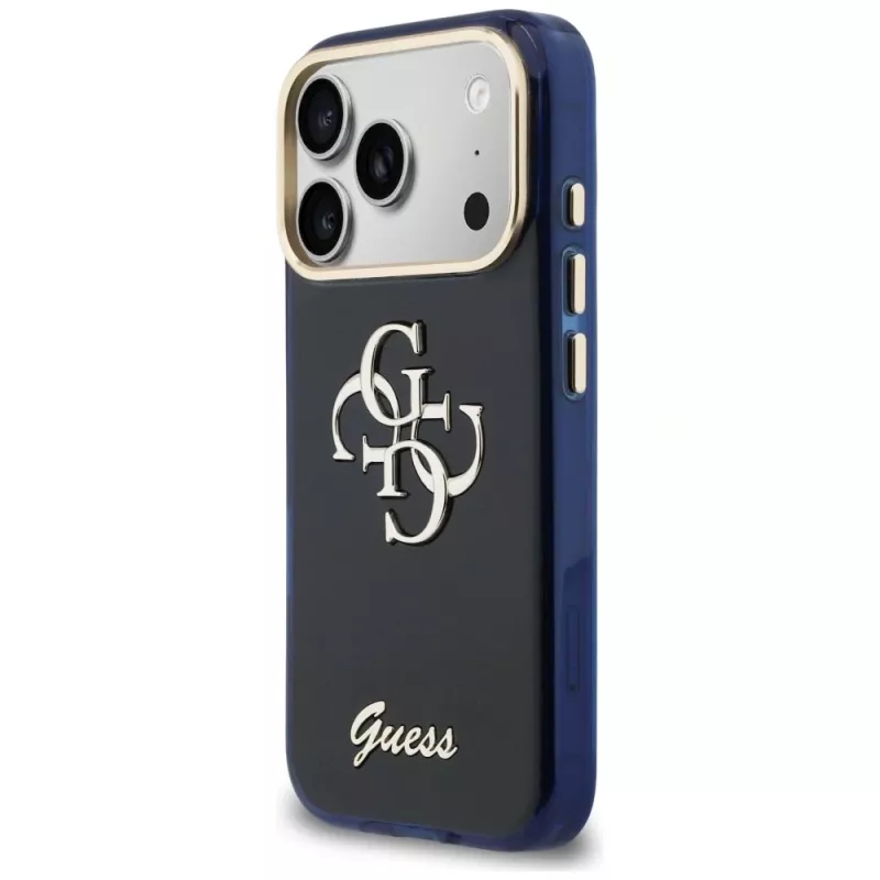 Guess IML 4G Script Metal -kotelo Apple iPhone 17 Pro Max:lle - sininen