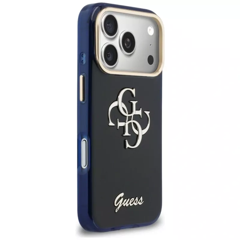 Guess IML 4G Script Metal -kotelo Apple iPhone 17 Pro Max:lle - sininen