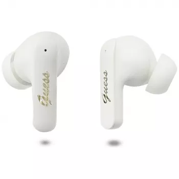 Guess Script Metal Logo -nappikuulokkeet True Wireless Stereo, valkoinen