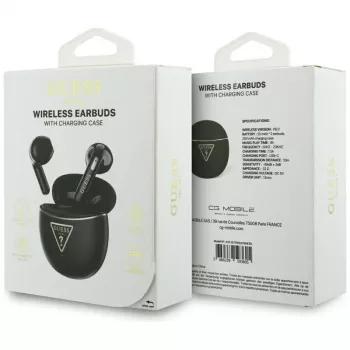 Guess Gold Line Triangle -nappikuulokkeet TWS Bluetooth latauskotelolla (musta)