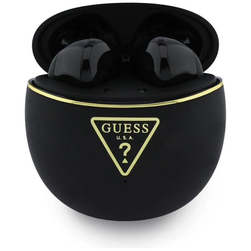 Guess Gold Line Triangle -nappikuulokkeet TWS Bluetooth latauskotelolla (musta)