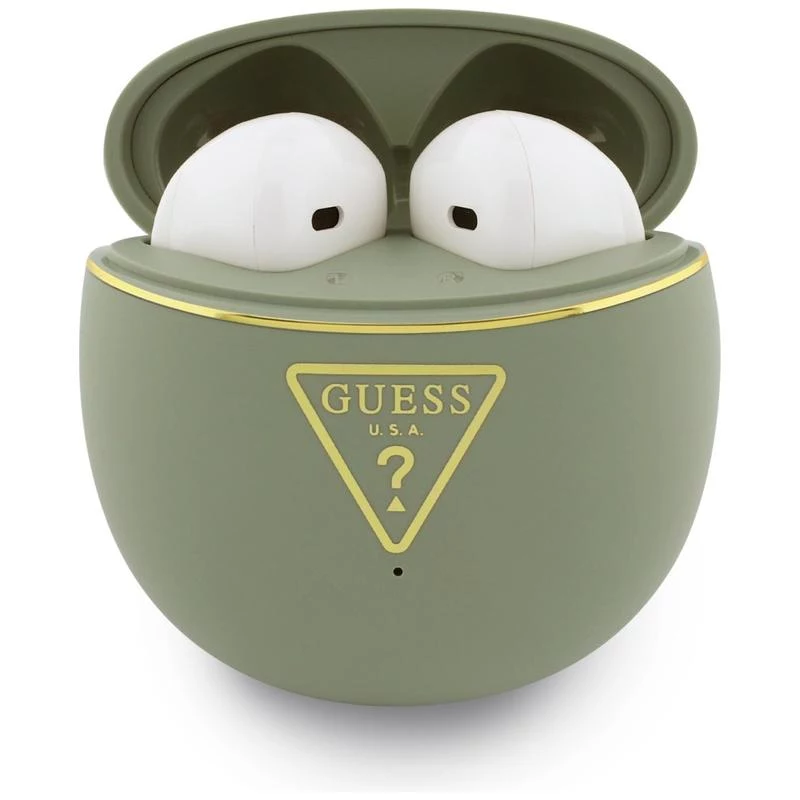 Guess Gold Line Triangle -nappikuulokkeet TWS Bluetooth latauskotelolla (khaki)