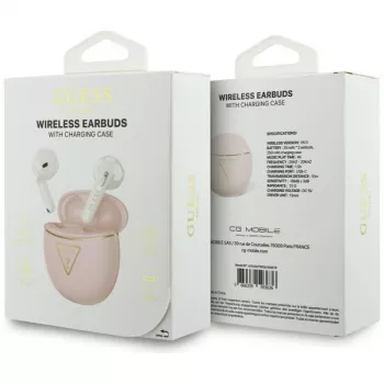 Guess Gold Line Triangle -nappikuulokkeet True Wireless Stereo Bluetooth latauskotelolla (pinkki)