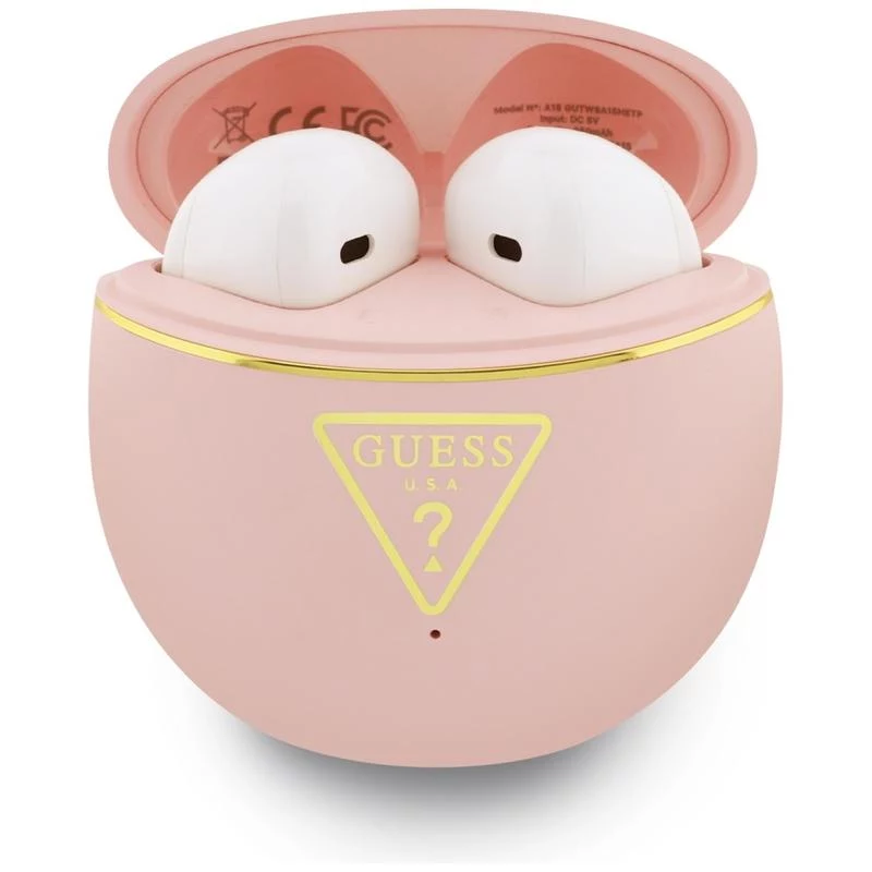 Guess Gold Line Triangle -nappikuulokkeet True Wireless Stereo Bluetooth latauskotelolla (pinkki)