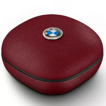 BMW Bluetooth-nappikuulokkeet Leather Metal Logo ENC, punainen