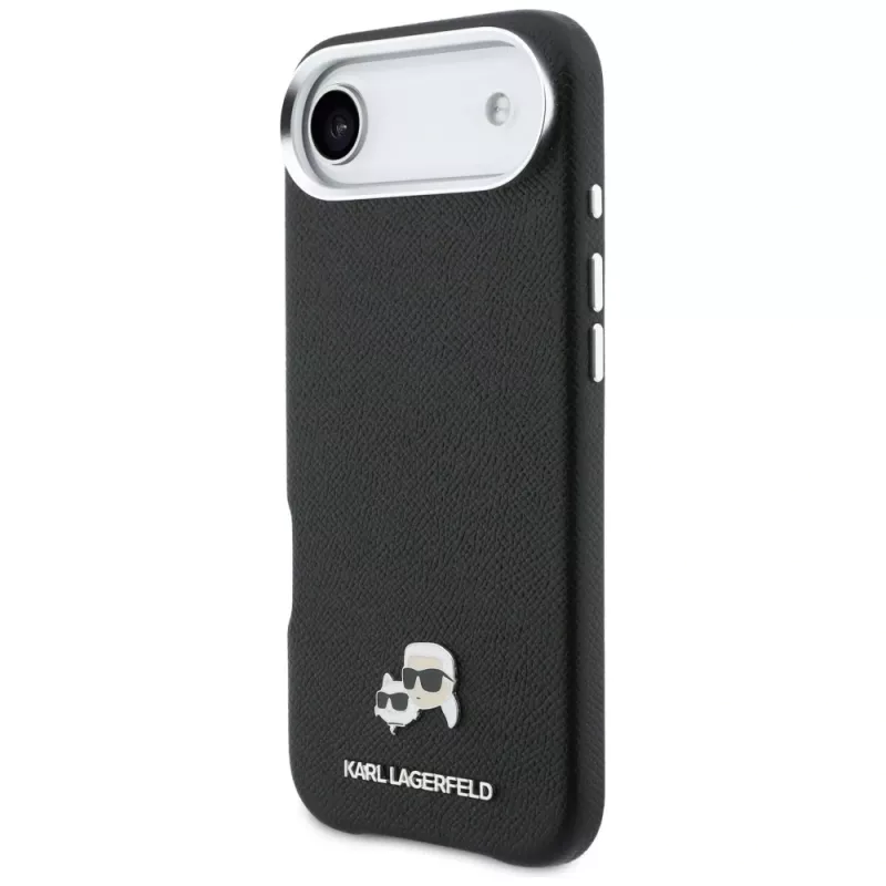 Karl Lagerfeld Karl & Choupette Head Pins Saffiano MagSafe -suojakuori iPhone Air, musta