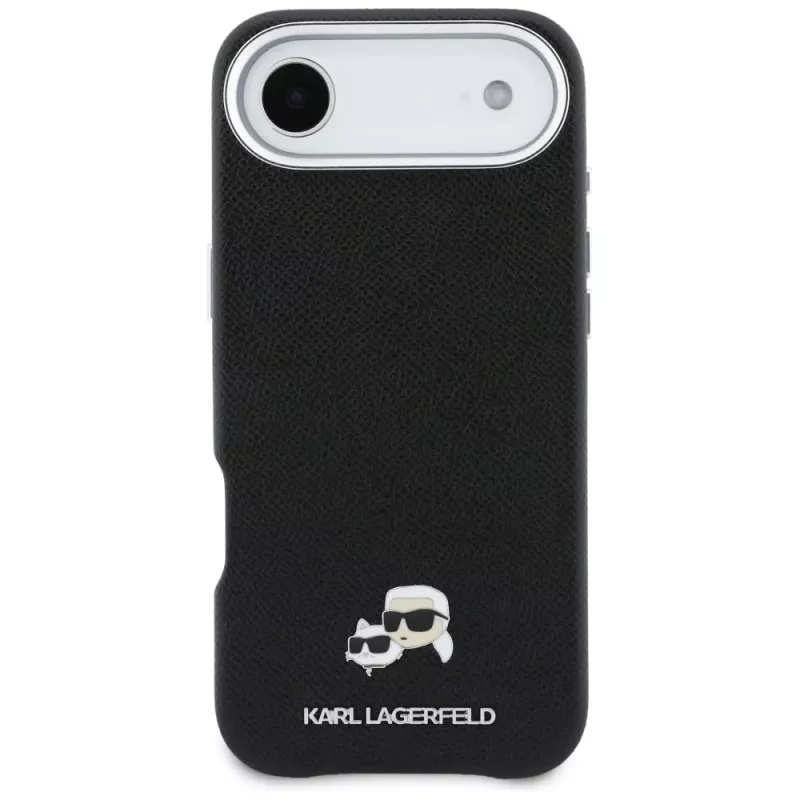 Karl Lagerfeld Karl & Choupette Head Pins Saffiano MagSafe -suojakuori iPhone Air, musta