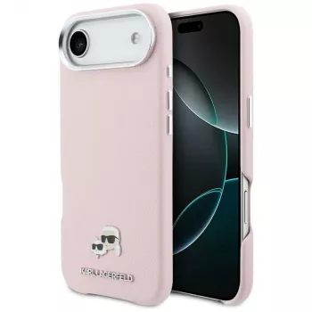 KARL LAGERFELD Karl & Choupette Head Pins Saffiano -MagSafe-kuori Apple iPhone Airille, pinkki