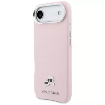 KARL LAGERFELD Karl & Choupette Head Pins Saffiano -MagSafe-kuori Apple iPhone Airille, pinkki