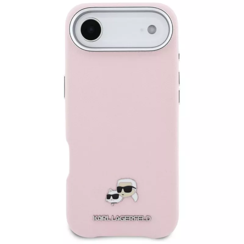 KARL LAGERFELD Karl & Choupette Head Pins Saffiano -MagSafe-kuori Apple iPhone Airille, pinkki