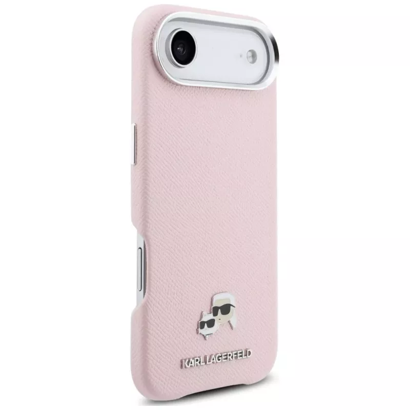 KARL LAGERFELD Karl & Choupette Head Pins Saffiano -MagSafe-kuori Apple iPhone Airille, pinkki