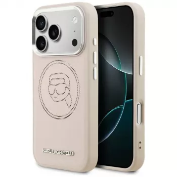 Karl Lagerfeld K Head Point Logo -MagSafe-kuori Apple iPhonelle 17 Pro, pinkki