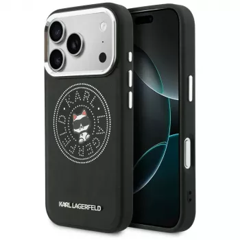 Karl Lagerfeld Point & ChoupetteSketch MagSafe -kotelo iPhone 17 Prolle, musta