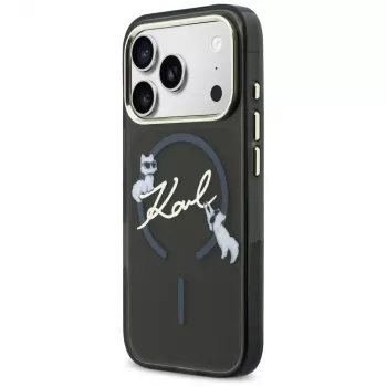 KARL LAGERFELD IML Choupettes KarlScript Logo MagSafe -kotelo Apple iPhone 17 Prolle, musta