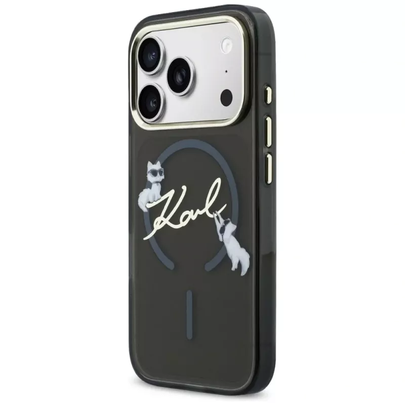 KARL LAGERFELD IML Choupettes KarlScript Logo MagSafe -kotelo Apple iPhone 17 Prolle, musta