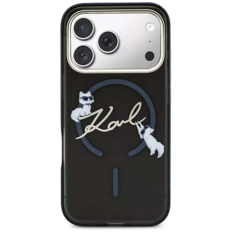 KARL LAGERFELD IML Choupettes KarlScript Logo MagSafe -kotelo Apple iPhone 17 Prolle, musta