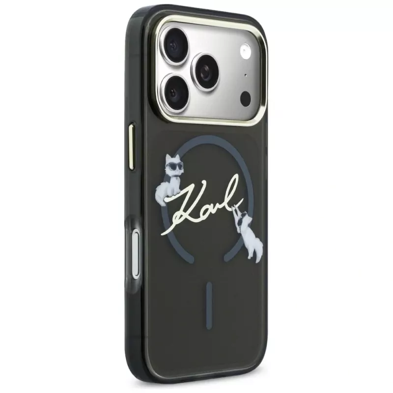KARL LAGERFELD IML Choupettes KarlScript Logo MagSafe -kotelo Apple iPhone 17 Prolle, musta