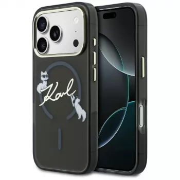 KARL LAGERFELD IML Choupettes KarlScript Logo MagSafe Case iPhone 17 Pro Maxille, musta