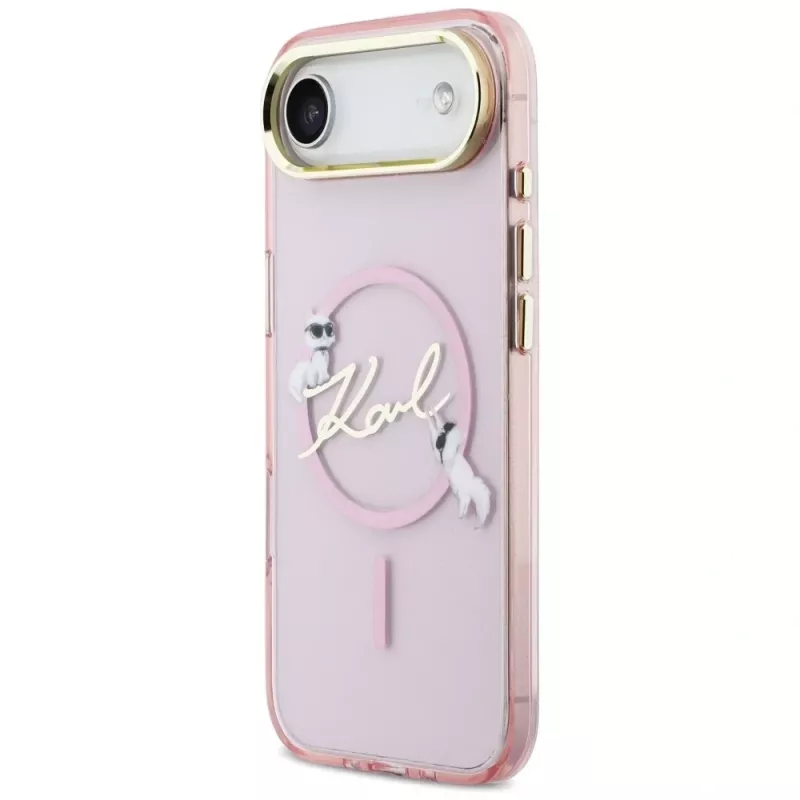 KARL LAGERFELD IML Choupettes KarlScript Logo MagSafe Case iPhone Airille, pinkki
