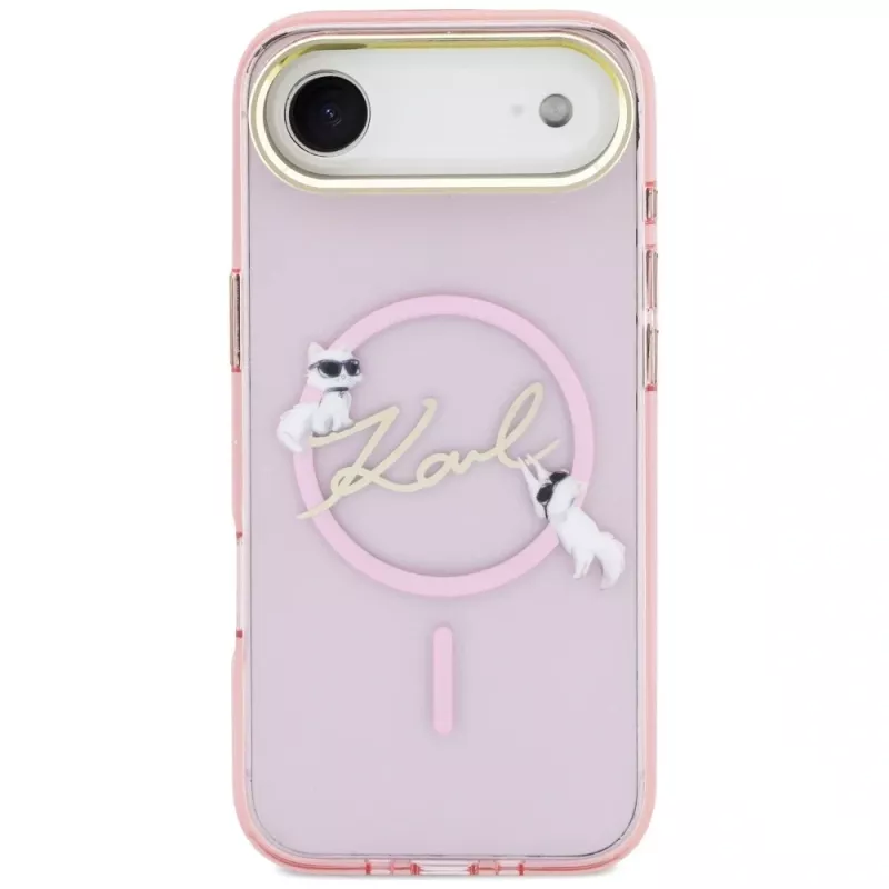 KARL LAGERFELD IML Choupettes KarlScript Logo MagSafe Case iPhone Airille, pinkki