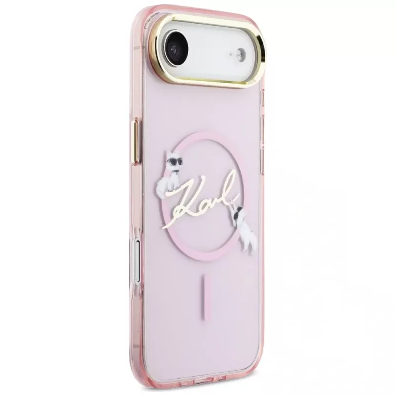 KARL LAGERFELD IML Choupettes KarlScript Logo MagSafe Case iPhone Airille, pinkki