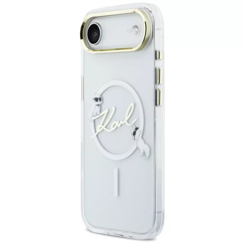 Karl Lagerfeld IML Choupettes KarlScript Logo MagSafe Case iPhone Airille, läpinäkyvä
