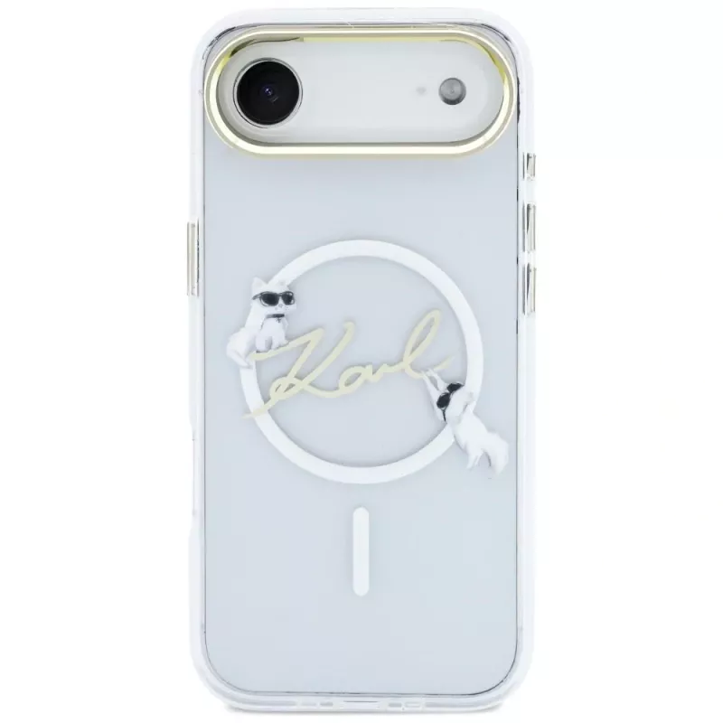 Karl Lagerfeld IML Choupettes KarlScript Logo MagSafe Case iPhone Airille, läpinäkyvä
