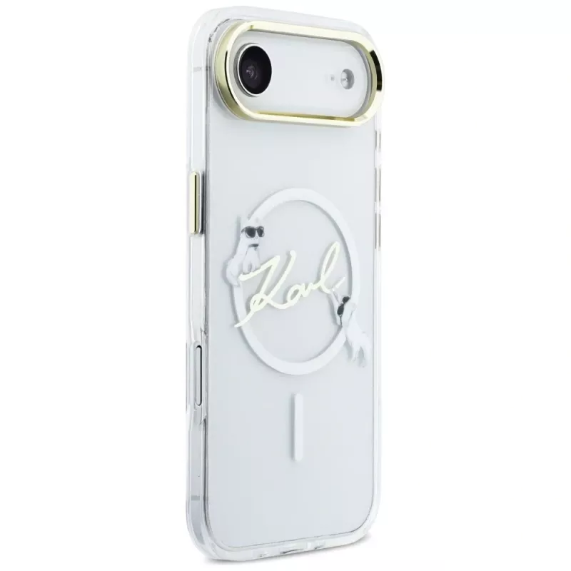 Karl Lagerfeld IML Choupettes KarlScript Logo MagSafe Case iPhone Airille, läpinäkyvä