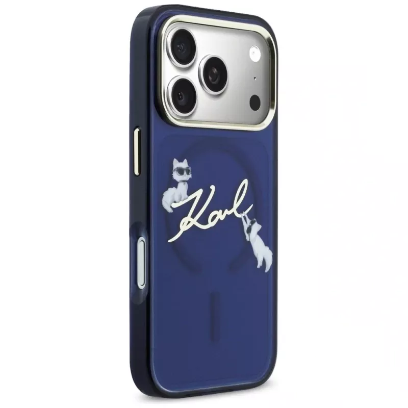 KARL LAGERFELD IML Choupettes KarlScript Logo MagSafe Case Apple iPhone 17 Pro Maxille, sininen