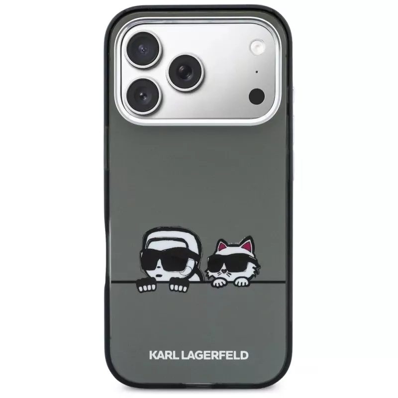KARL LAGERFELD IML Karl & Choupette Peekaboo Logo MagSafe -kotelo Apple iPhone 17 Prolle, musta