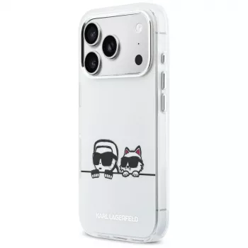 KARL LAGERFELD IML Karl & Choupette Peekaboo Logo MagSafe -kotelo Apple iPhone 17 Prolle, valkoinen