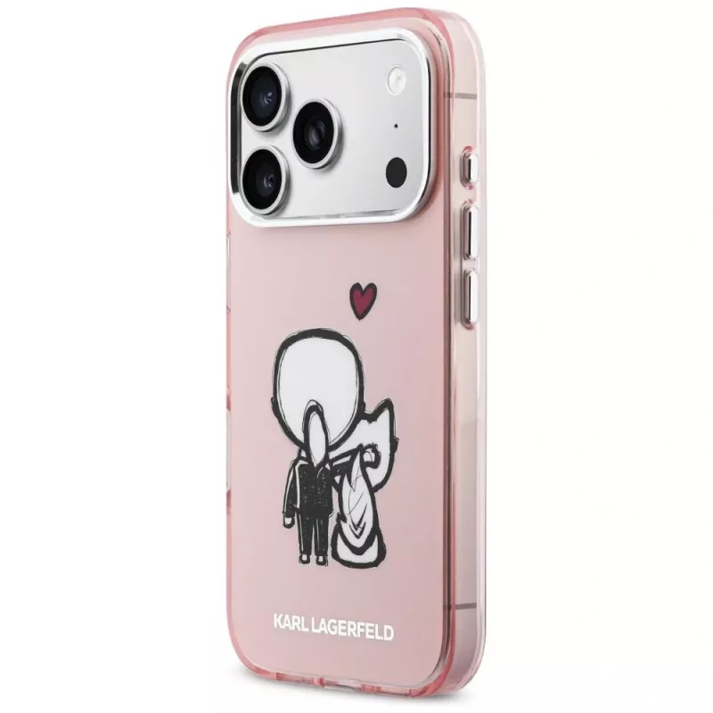 KARL LAGERFELD Karl & Choupette Back MagSafe -kotelo iPhone 17 Prolle, pinkki