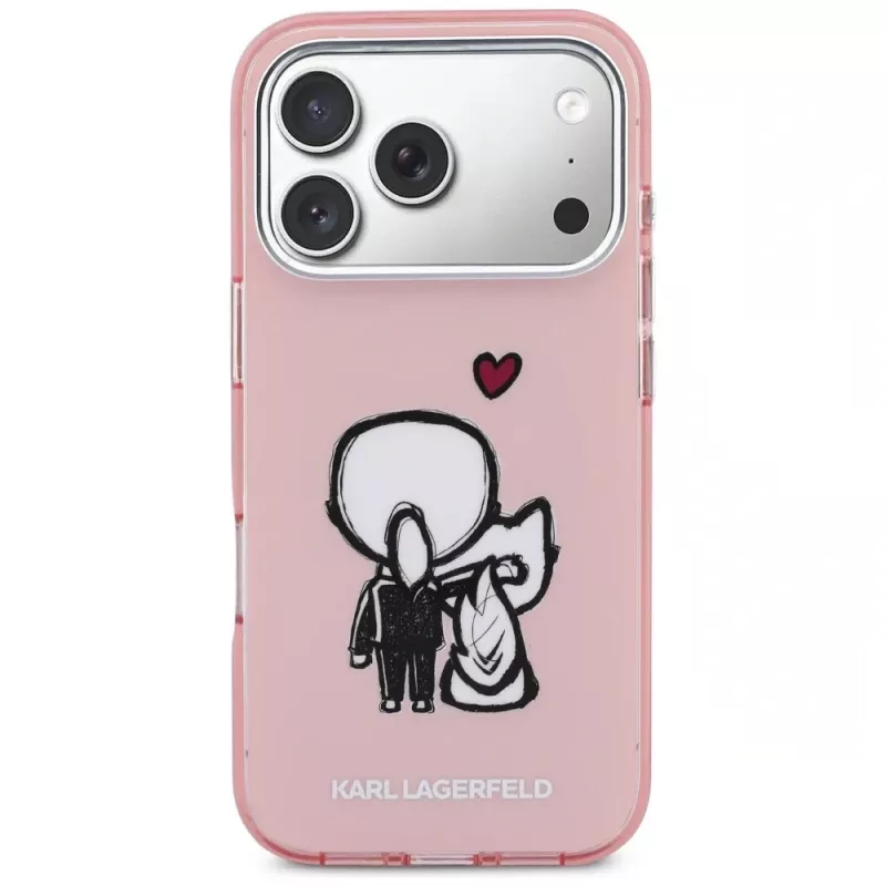 KARL LAGERFELD Karl & Choupette Back MagSafe -kotelo iPhone 17 Prolle, pinkki