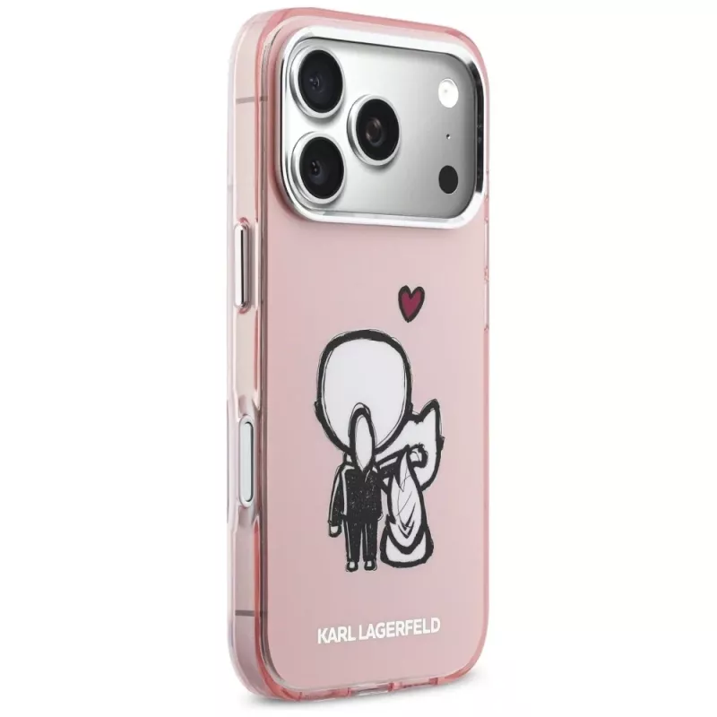 KARL LAGERFELD Karl & Choupette Back MagSafe -kotelo iPhone 17 Prolle, pinkki