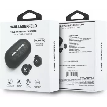 Karl Lagerfeld Saffiano Logo ENC TWS -nappikuulokkeet, musta