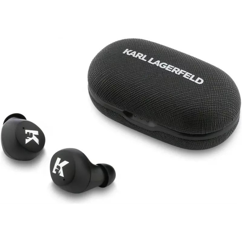 Karl Lagerfeld Saffiano Logo ENC TWS -nappikuulokkeet, musta
