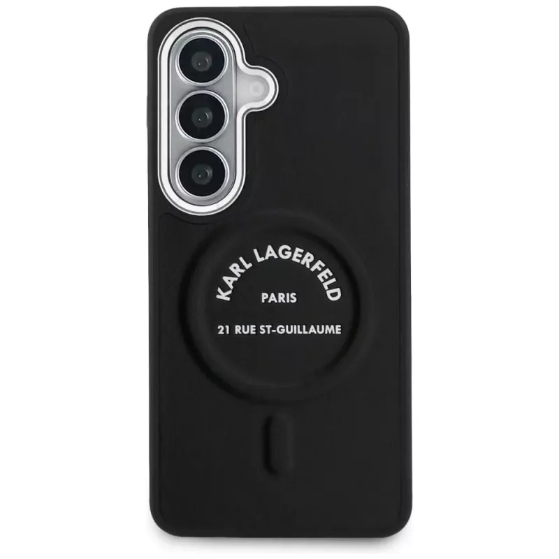 Karl Lagerfeld Embossed Ring RSG Logo MagSafe -suojakotelo Samsung Galaxy S26+:lle, musta