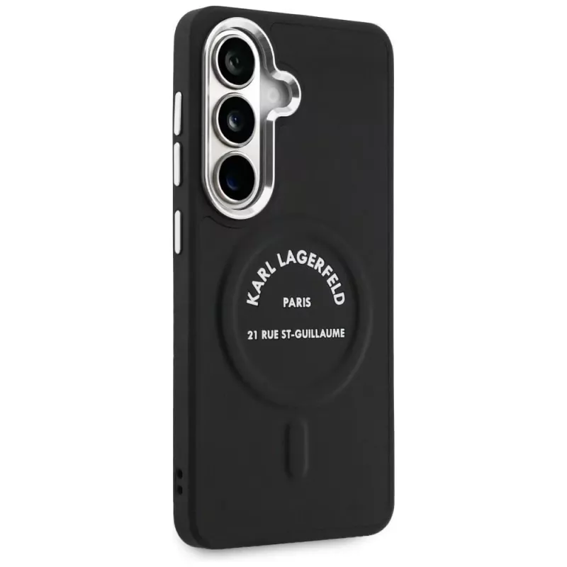 Karl Lagerfeld Embossed Ring RSG Logo MagSafe -suojakotelo Samsung Galaxy S26+:lle, musta