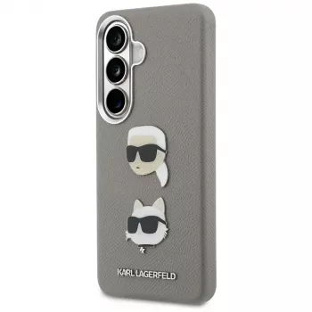 Karl Lagerfeld Saffiano DoubleHeads Metal -suojakotelo Samsung Galaxy S26:lle, hopea