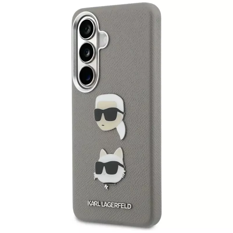 Karl Lagerfeld Saffiano DoubleHeads Metal -suojakotelo Samsung Galaxy S26:lle, hopea