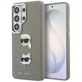 Karl Lagerfeld Saffiano DoubleHeads Metal -suojakotelo Samsung Galaxy S26 Ultralle, hopea