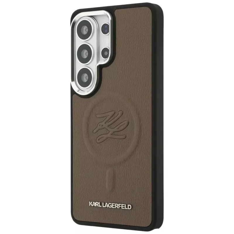 KARL LAGERFELD Embossed Ring Initials MagSafe -suojakotelo Samsung Galaxy S26 Ultralle, ruskea