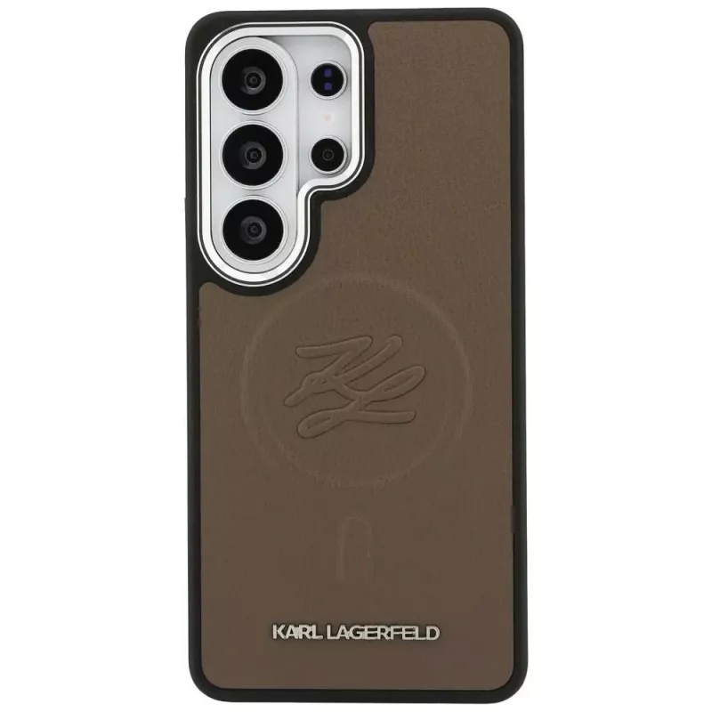 KARL LAGERFELD Embossed Ring Initials MagSafe -suojakotelo Samsung Galaxy S26 Ultralle, ruskea